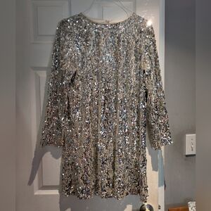 LC Lauren Conrad Glittering Silver Dress